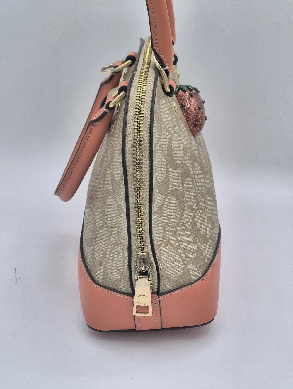 Coach Mini Sierra Satchel In Signature Canvas With 3D Stawberry - Picture 5 of 11
